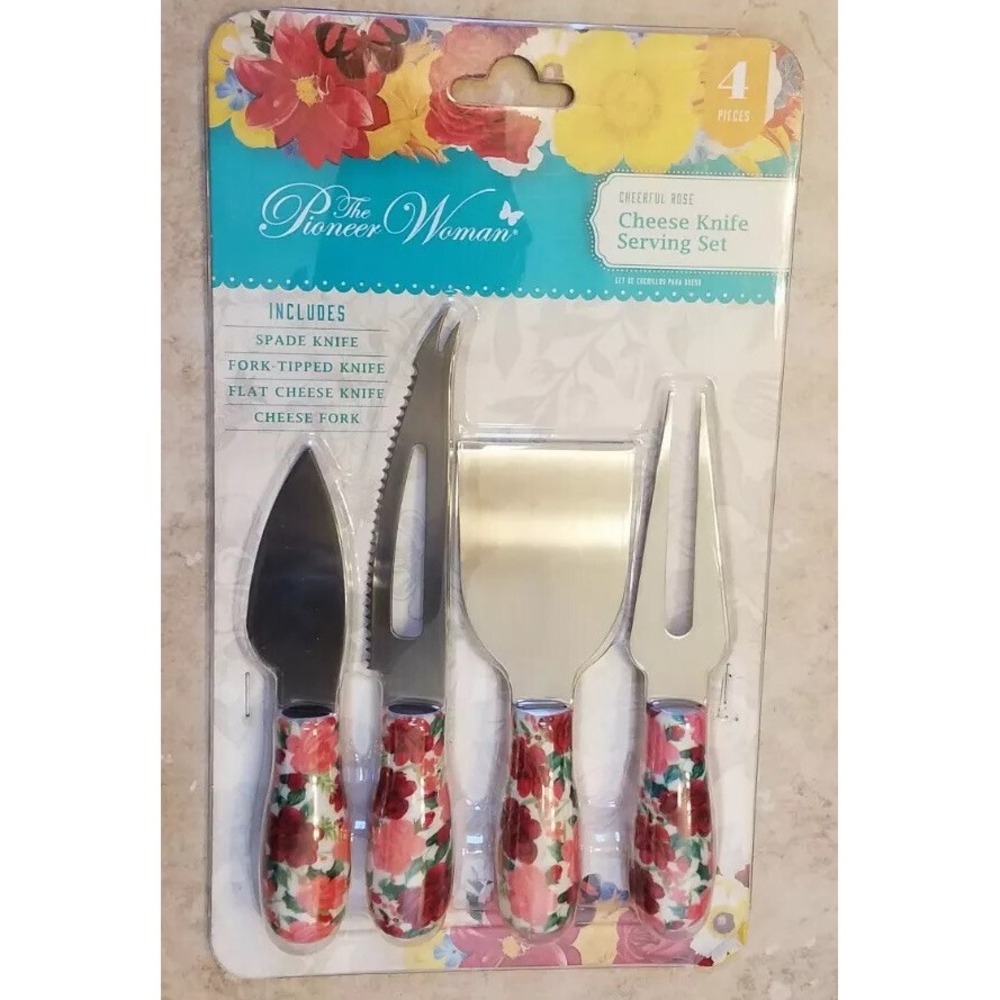The Pioneer Woman Cheerful Rose‎ Cheese Knife Serving Set 4pc Floral NEW